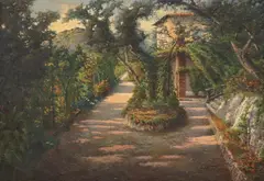 E. Pezzana, Jucunde hic manebis, oil on canvas