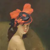 Antonio Privitera, Cappello rosso e nero, oil on canvas board