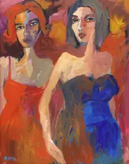 Asali, Two women, oil on canvas