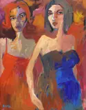 Asali, Two women, oil on canvas