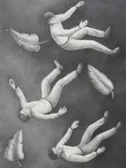 Falling Man and Leaves by Liliana Wilson Grez, pencil on paper drawing, sold Sep 2025
