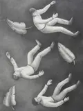 Liliana Wilson Grez, Falling Man and Leaves, pencil on paper drawing