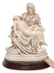 Ado Santini, The Sixth Sorrow of the Virgin Mary, Religious hand-painted cast (likely reconstituted alabaster/resin) sculpture