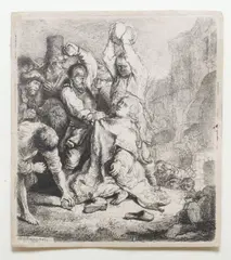 Rembrandt van Rijn, The Stoning of Saint Stephen, etching and mezzotint engraving on paper