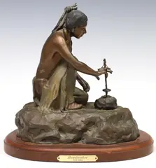 The Beadmaker by Juan Dell, 1981, Cold-painted bronze sculpture, sold Jul 2025