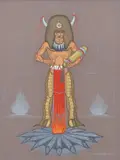 Fred Beaver, Native American Chief in Buffalo Headdress, tempera/ gouache painting on paper
