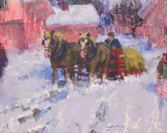 Scott Switzer, Haying, oil on Masonite