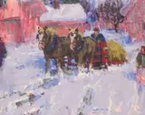 Scott Switzer, Haying, oil on Masonite