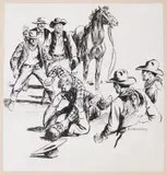 Nicholas [Nick] Eggenhofer, Horse Thief, ink and gouache painting on illustration board