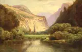 Robert Atkinson Fox, Canyon Landscape, oil on canvas