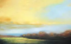 Kirk Mullenax, Abstract Sunlit Landscape, oil on board