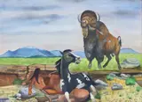 Charles Emery Rowell, Adol Beak Ka (Lays Near Hair), watercolor on paper