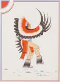 Larry Big Bow, Ceremonial Eagle Dancer, gouache painting on paper