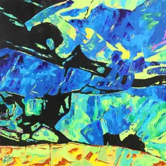 Abstract by Beth Borden, acrylic on canvas, offered Jul 2025