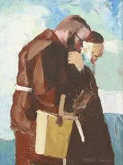 Mario Berrino, Two Monks, oil on canvas