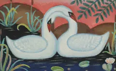 Alevtina Pyzhova, Pair of Swans, oil on board