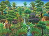 Jean David Boursiquot, Caribbean village, oil on canvas