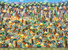 C. Gerelis, Market scene, Gallery-wrapped oil on canvas