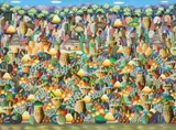 C. Gerelis, Market scene, Gallery-wrapped oil on canvas