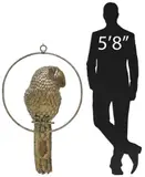 Sergio Bustamante, Parrot Perched on Hoop, Large mixed gilt metal sculpture