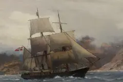 Nils Hansteen, Ship at Sea, oil on canvas
