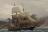 Nils Hansteen, Ship at Sea, oil on canvas