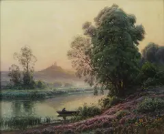 William Didier-Pouget, Le Matin sur l'Etang en Dordogne (Bruyeres en fleurs), oil on canvas