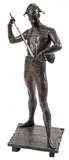 Paul Dubois, Harlequin with Lute and Sword, Patinated bronze sculpture