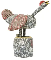 Leo Naugler, Hen, Folk Art carved and painted wood sculpture