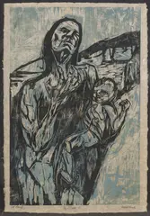 Nellie Buel, El Grito, woodcut on amate bark paper