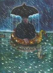 A. Colunga, Mago de la lluvia inundado, intaglio print on paper