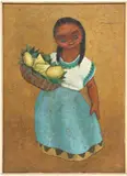Jose Samano Torres, Young Girl with Basket of Pineapple, oil on canvas