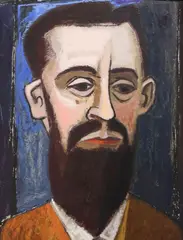 William Lewis Lester, Portrait of Bearded Man, oil on Masonite