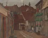 Adolf Luntz, European Village, oil on canvas