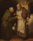 Olaf Simony Jensen, Monks in the Wine Cellar, oil on canvas
