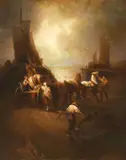 Grigory Roshin, Cart On the Shore/ Near the Sea, oil on canvas