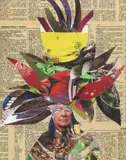 Rebecca S. Cohen, Totem #4: Cardinals Rule, cut paper collage