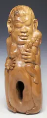 Parwata Siman, Mother and Child, Balinese folk art carved hardwood figural sculpture