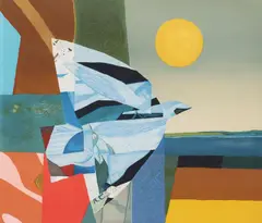 Max Papart, Blue Bird Under the Sun, lithograph in colors on paper