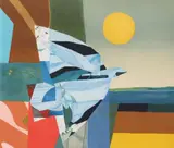 Max Papart, Blue Bird Under the Sun, lithograph in colors on paper