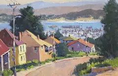 Joseph Nordmann, Down to Monterey Harbor, oil on Masonite