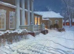 Boris Vedernikov, Winter Night, oil on canvas