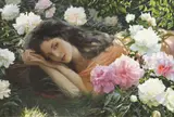 Slava Morgun, Among the Peonies/ Amidst the Flowers, oil on canvas