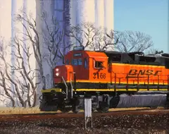 Bill Goffrier, BNSF Along North Broadway, oil on board