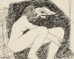 Stephen Pace, Study for a Female Nude, ink on paper drawing
