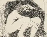 Stephen Pace, Study for a Female Nude, ink on paper drawing