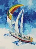 Wayland Moore, Seabreeze Sailing, serigraph is colors on paper