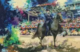 Wayland Moore, Grandstand, serigraph in colors on paper
