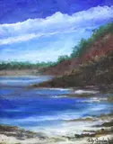 Judy Copeland, Coastal landscape, acrylic on canvas