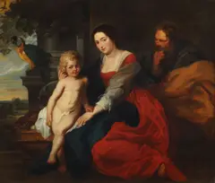 Charles Felu, Madonna de la Paraquette, Large framed oil on canvas